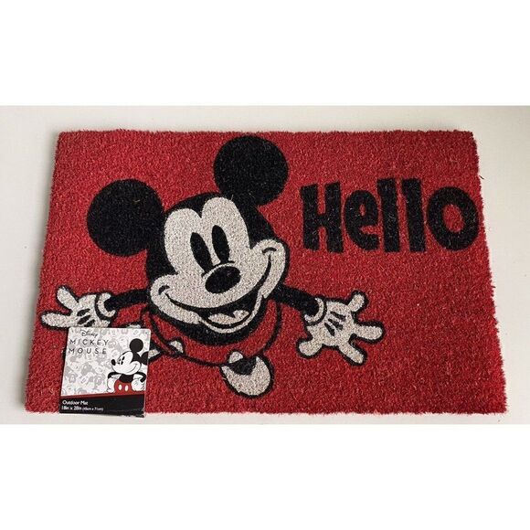 Disney Mickey Mouse Coir Door Mat 18x28” Outdoor Rug Welcome Outdoor HELLO NEW - Picture 1 of 8